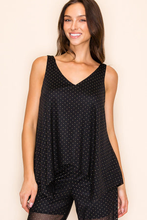 Shark Bite Hem Embellished V-Neck Tank Top - Multiple Colors