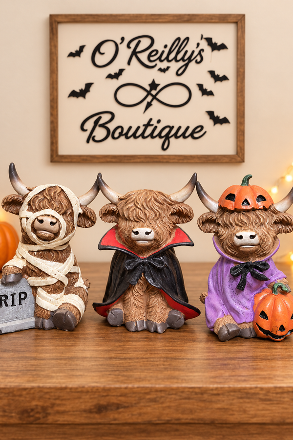 Resin Halloween Highland Cow - Multiple Designs