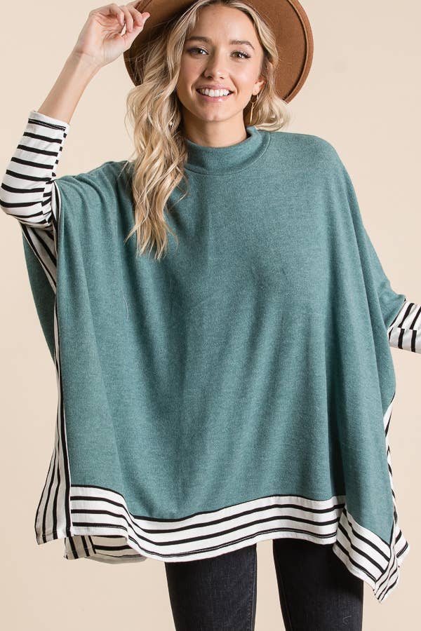 Trapeze Tunic with Stripe Contrast