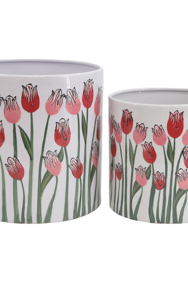 Painted Tulip Flower Planter - Multiple Sizes