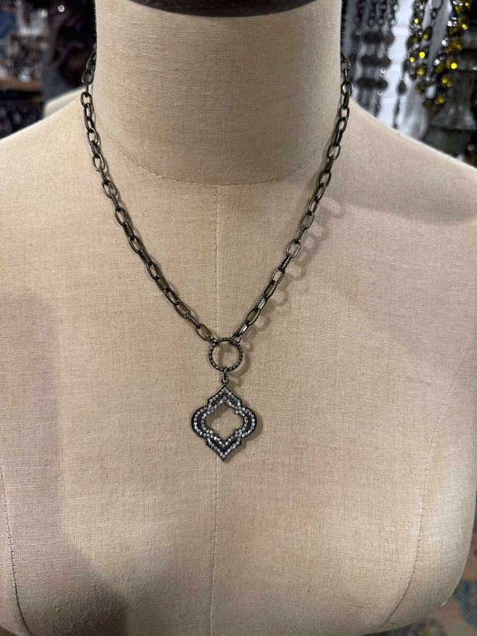 Lost & Found Pave Moroc Drop Short Necklace