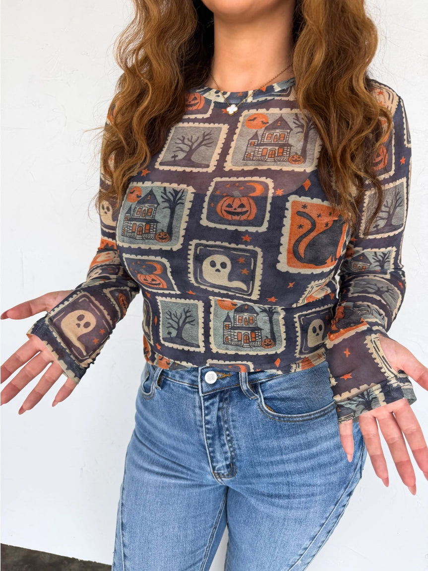Midnight Magic Mesh Top - Vintage Halloween