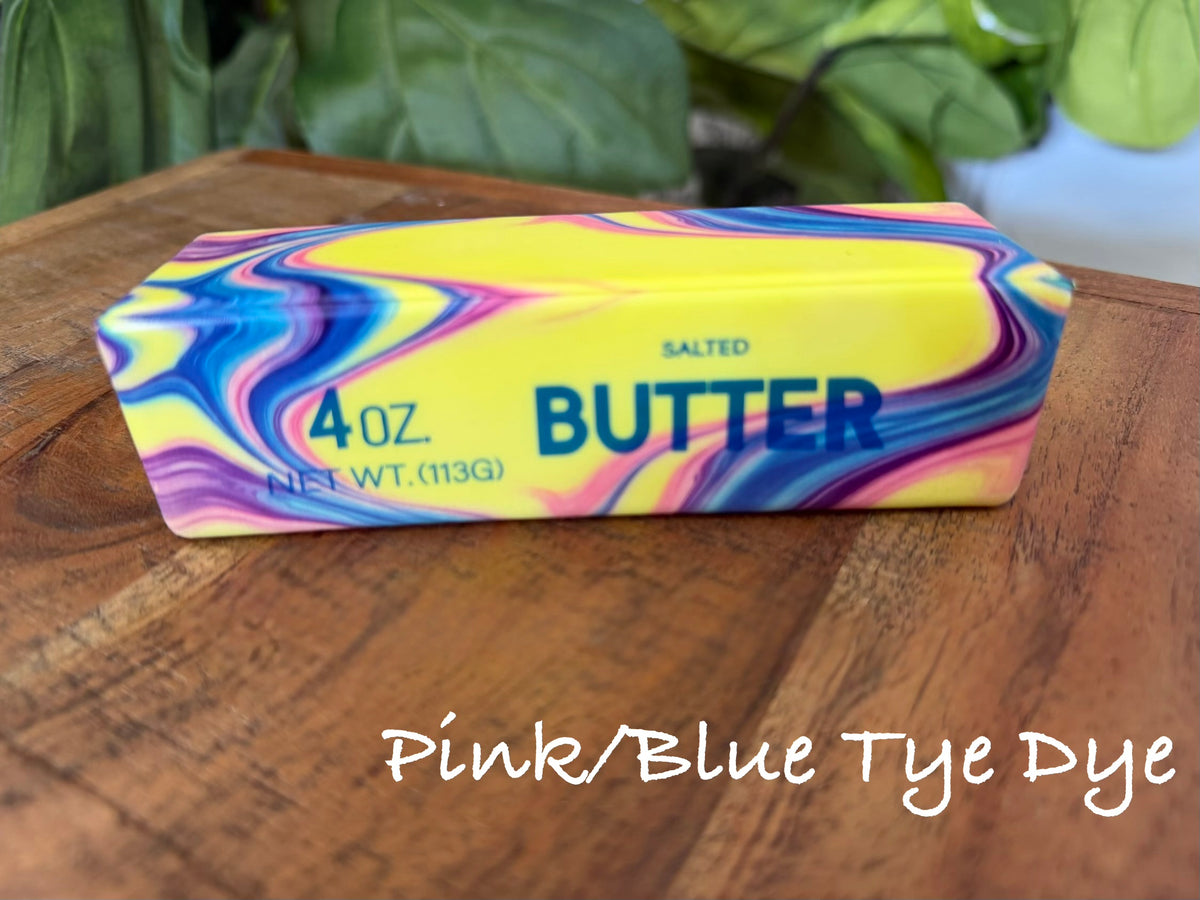 Viral Butter Stick Squishy in Pink/Blue Tie Dye