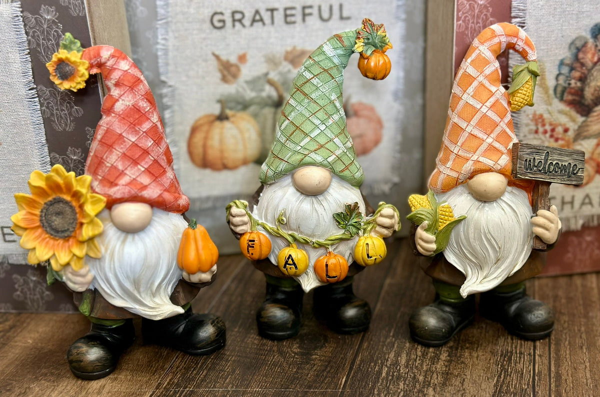 6.1"H Resin Harvest Gnomes