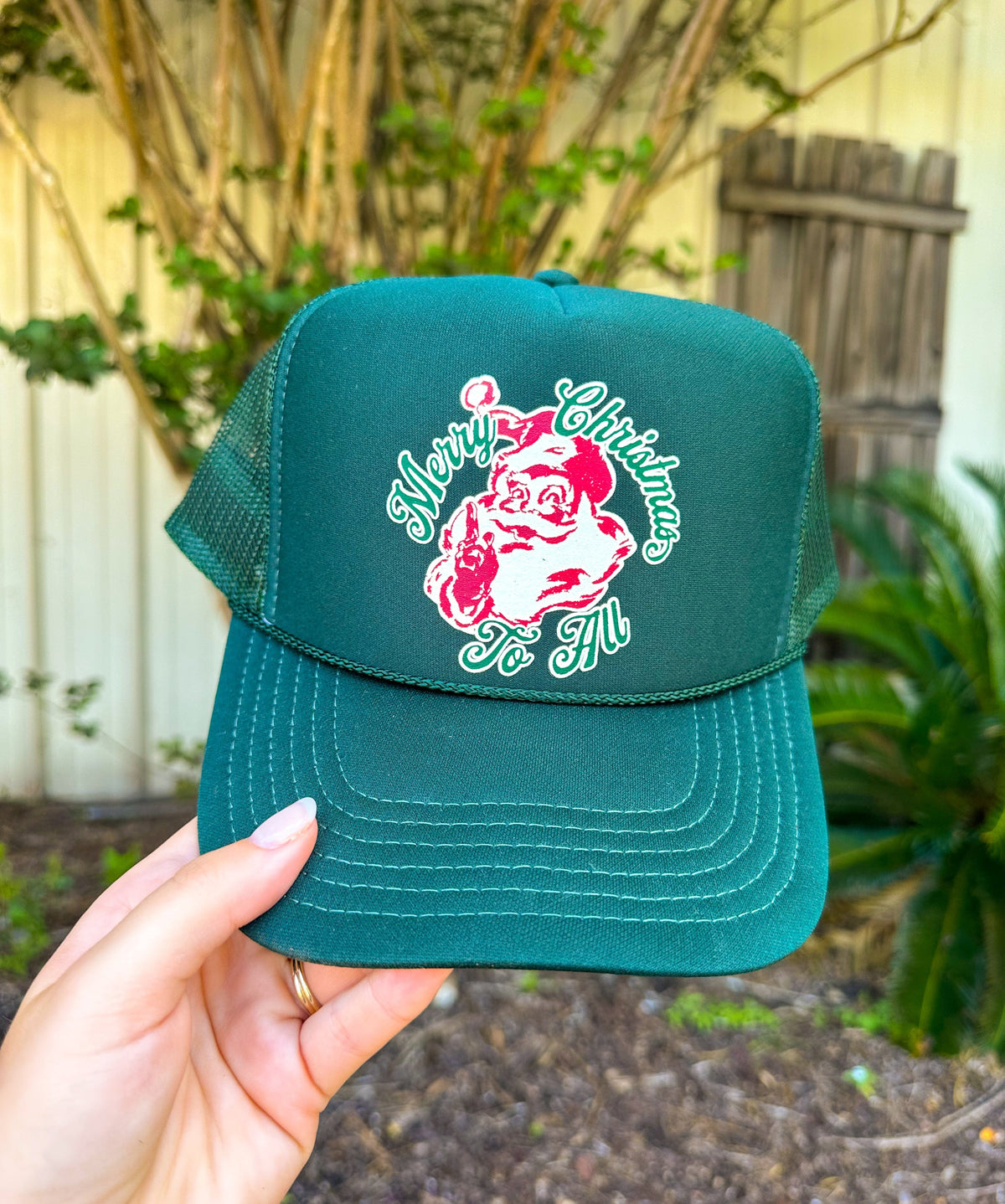 PREORDER- Vintage Santa Green Trucker Hat