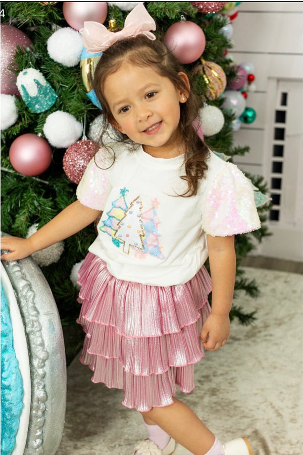 KIDS Festive Forrest on Princess Top- White