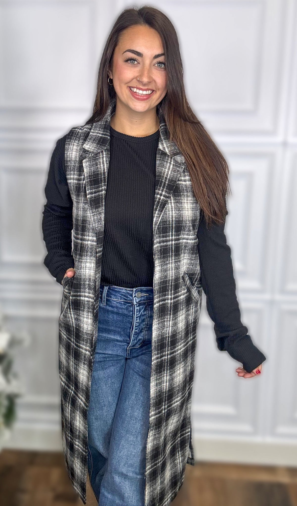 Peace, Love, And Plaid Long Vest