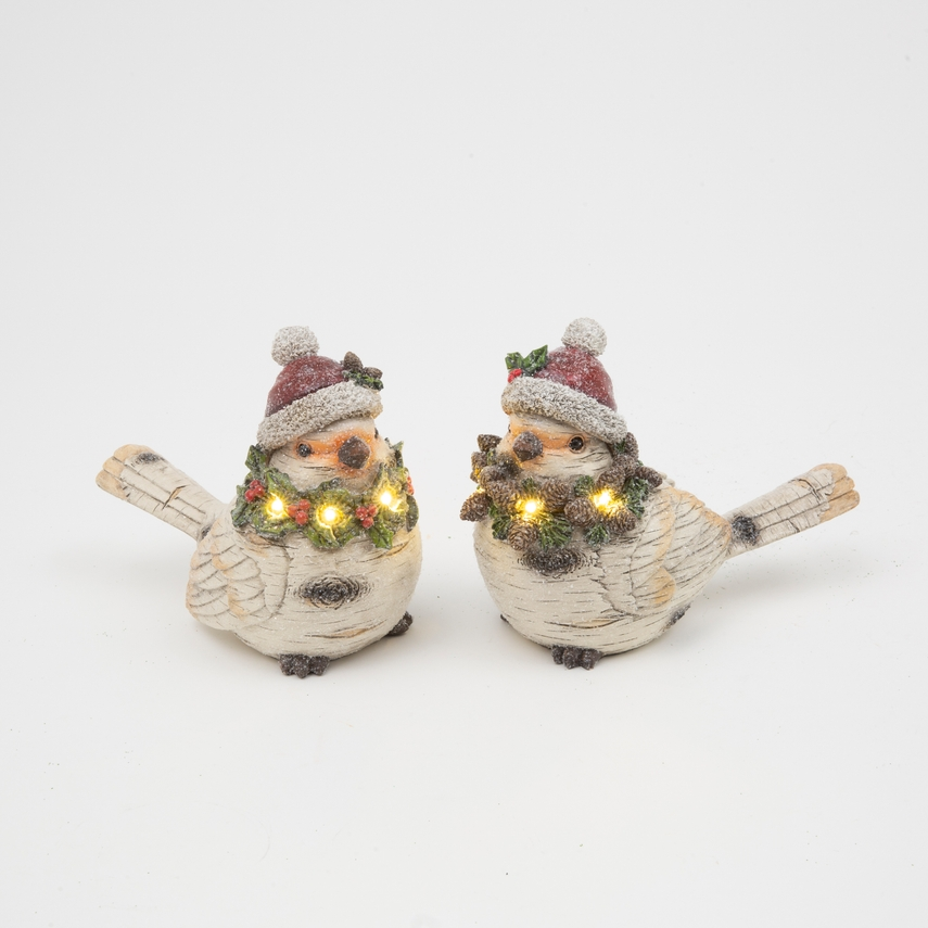 8.2"L B/O Resin Christmas Bird Light - Multiple Designs