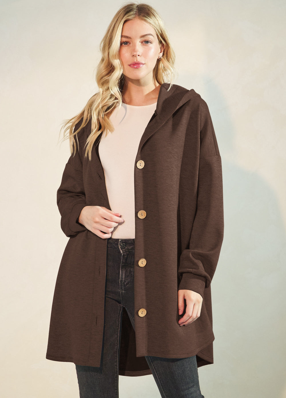 Falling For You Coffee Button Up Hooded Shacket