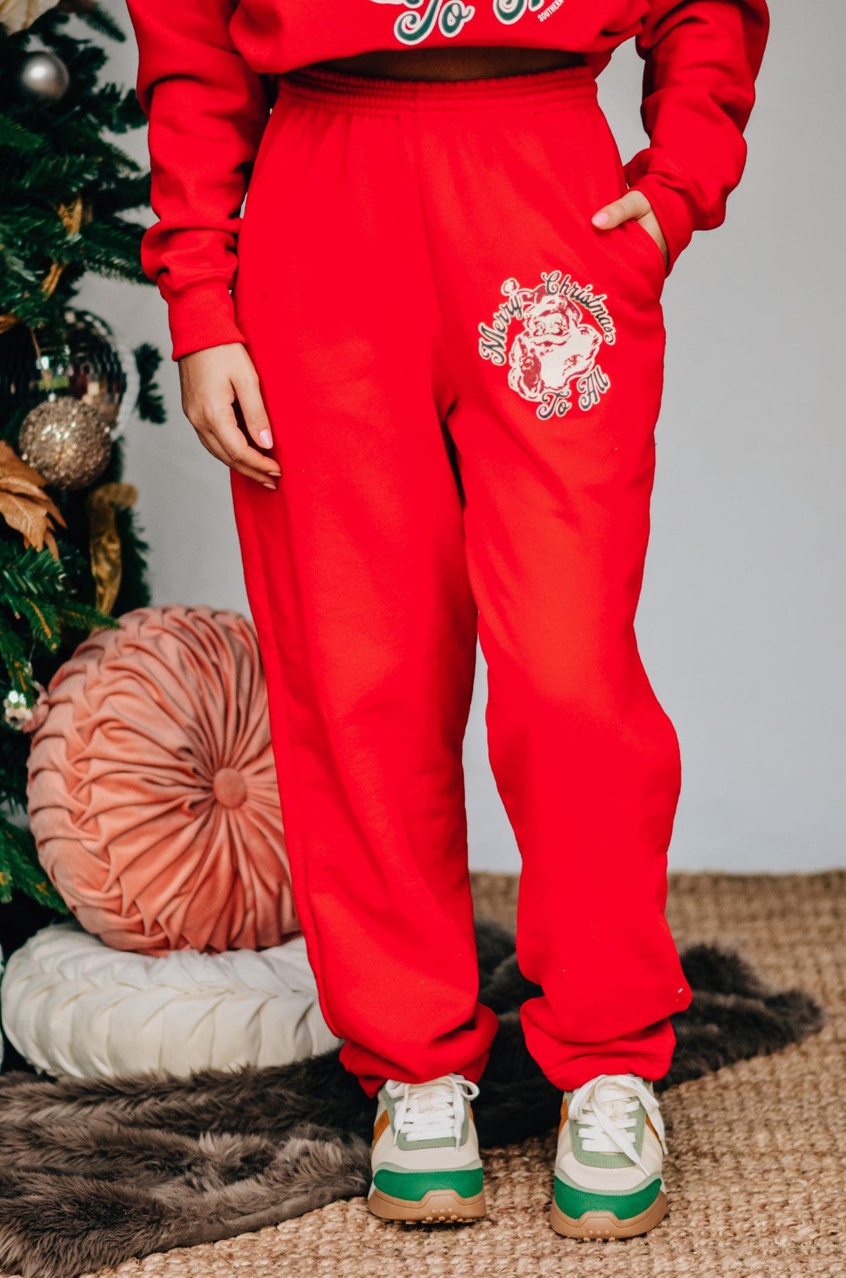 PREORDER- Vintage Santa Red Joggers
