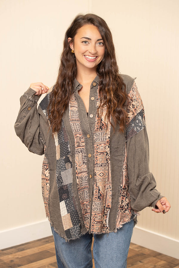 Patchwork Personality Long Sleeve Top