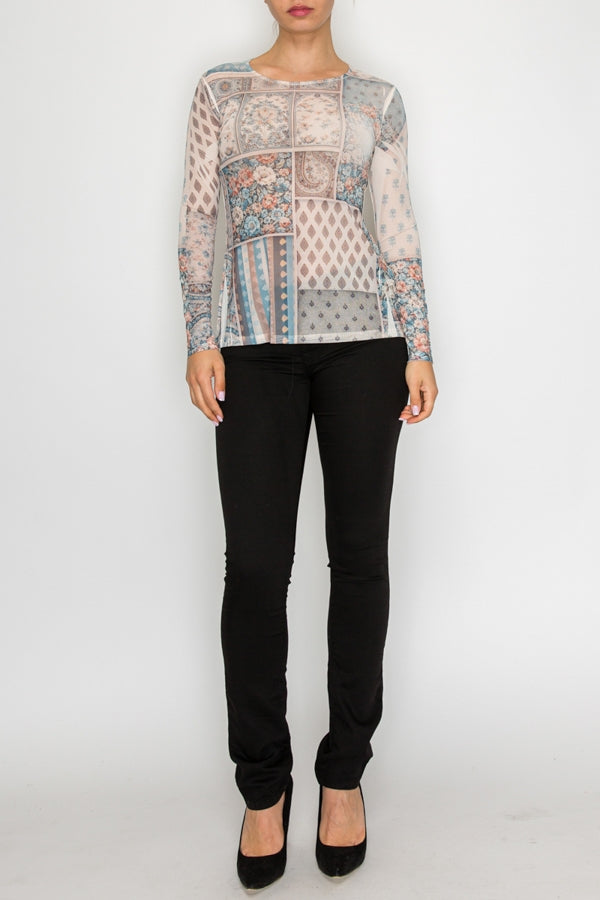 Long Sleeve Mesh Top