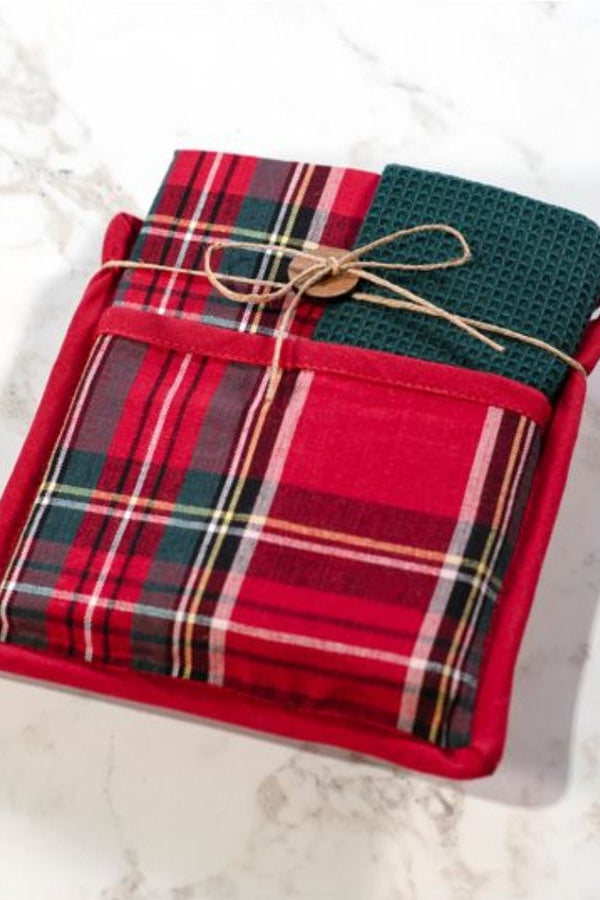 Tartan Plaid Potholder Towel Set