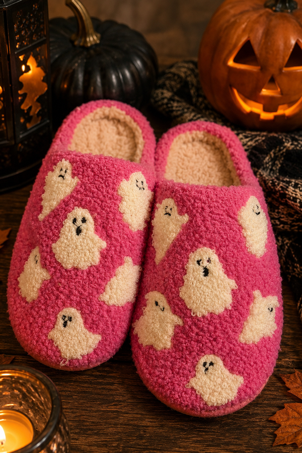 Ghost Time Slippers - Pink