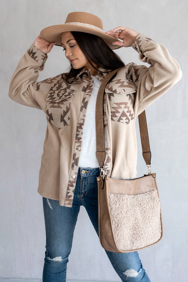 Chloe Teddy Trim Crossbody with Guitar Strap Jen & Co