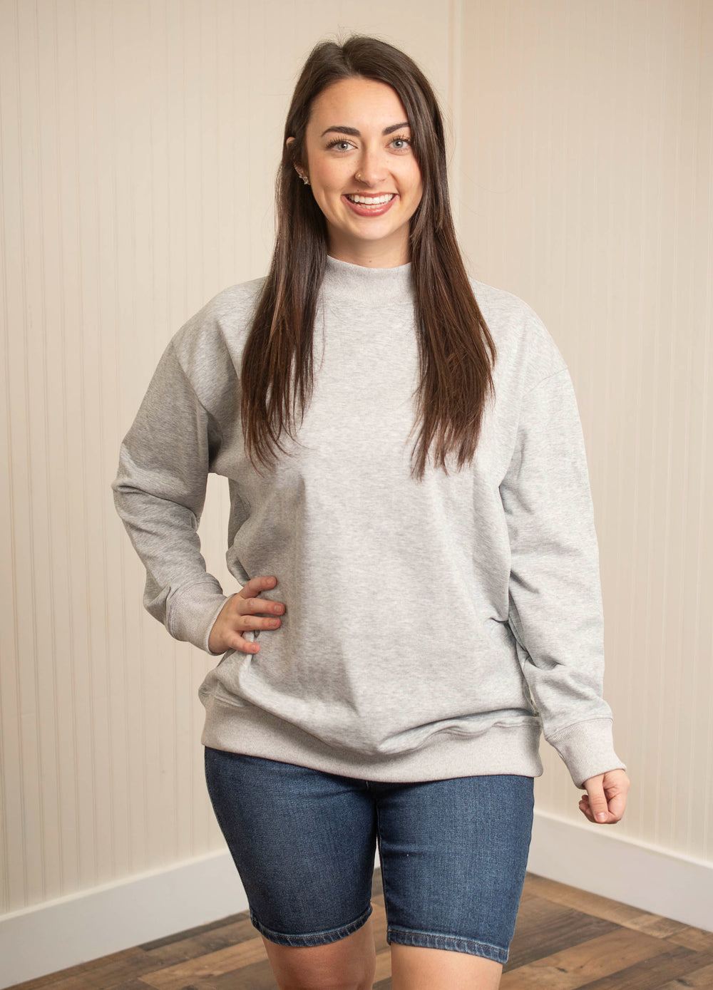 Mock Neck Sweatshirt - Grey