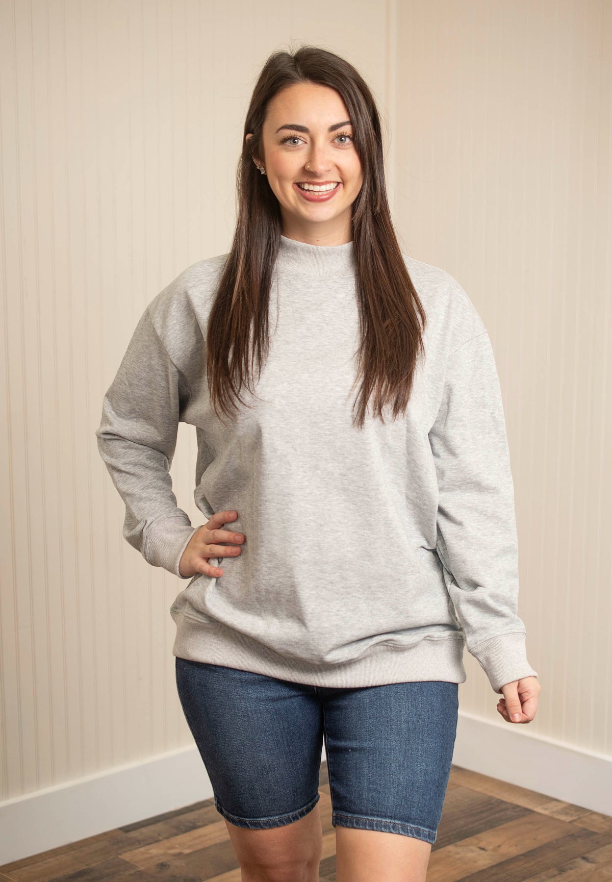 Mock Neck Sweatshirt - Grey