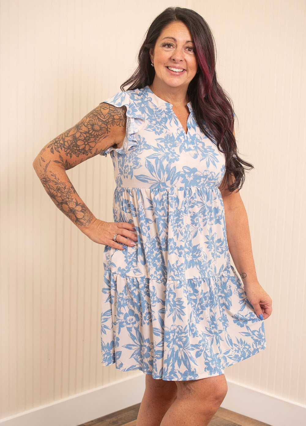 Dear Scarlett See The World Lizzy Forever Dress - Taupe Blue