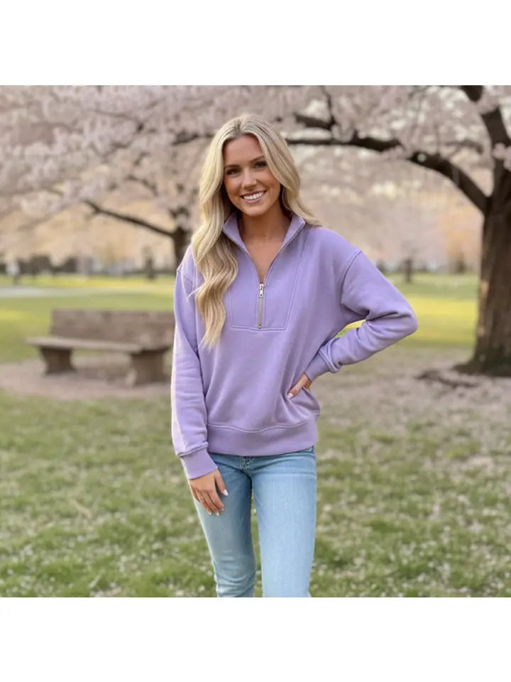 JadyK Isabella 1/2 Zip Sweatshirt - Lilac