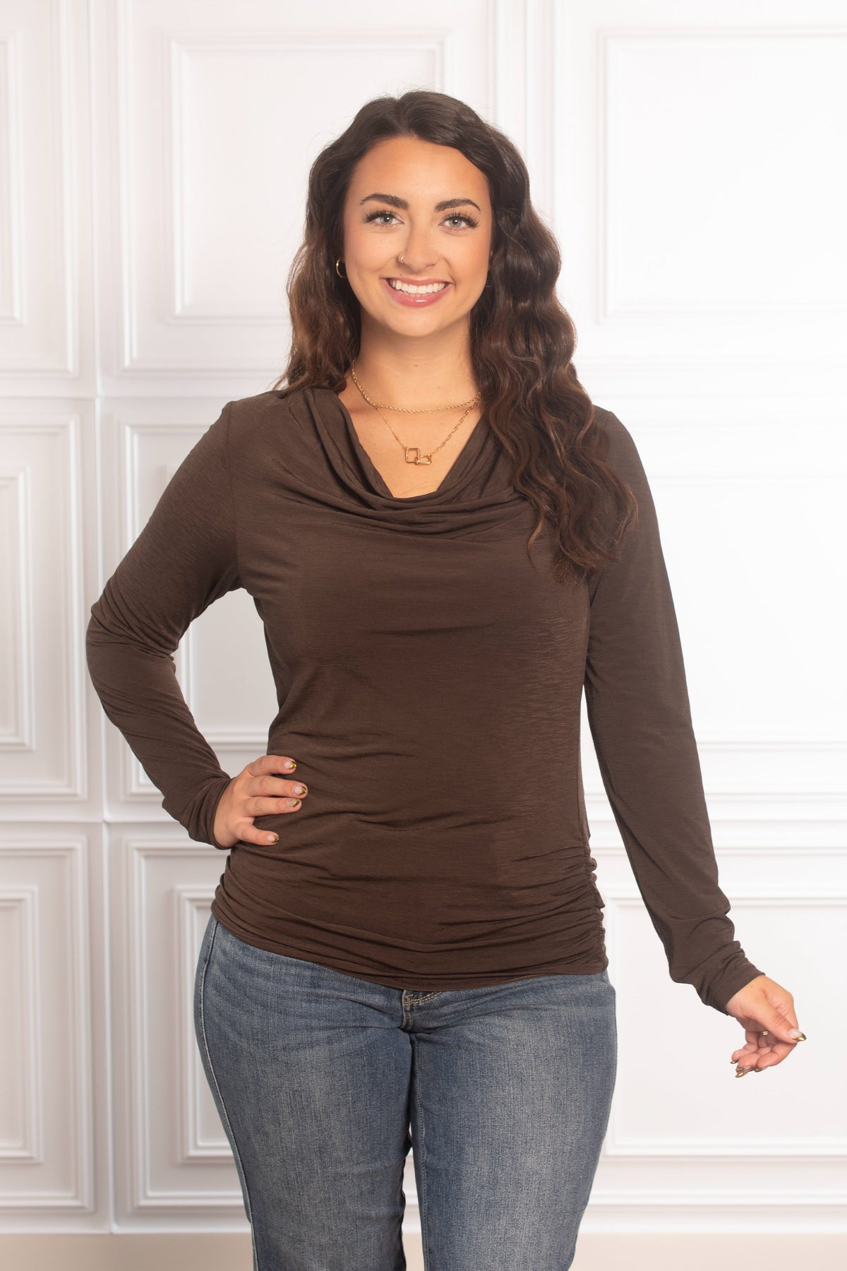 Dear Scarlett- Solid Ruched Long Sleeve