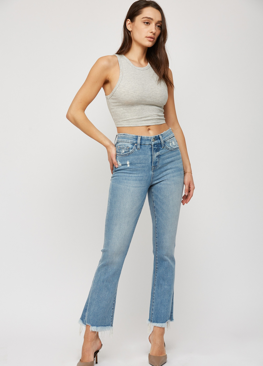High Rise Crop Flare Jeans *Final Sale*