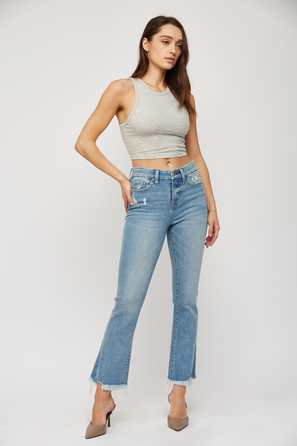 High Rise Crop Flare Jeans *Final Sale*