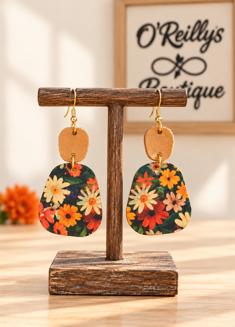Bleu Olive Fall Daisies Earrings