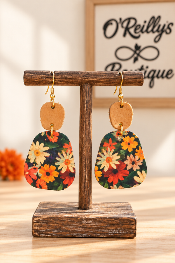 Bleu Olive Fall Daisies Earrings