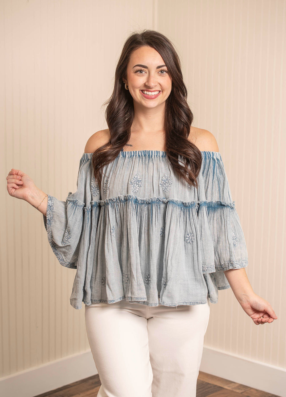 Looking For You Top - Denim Blue