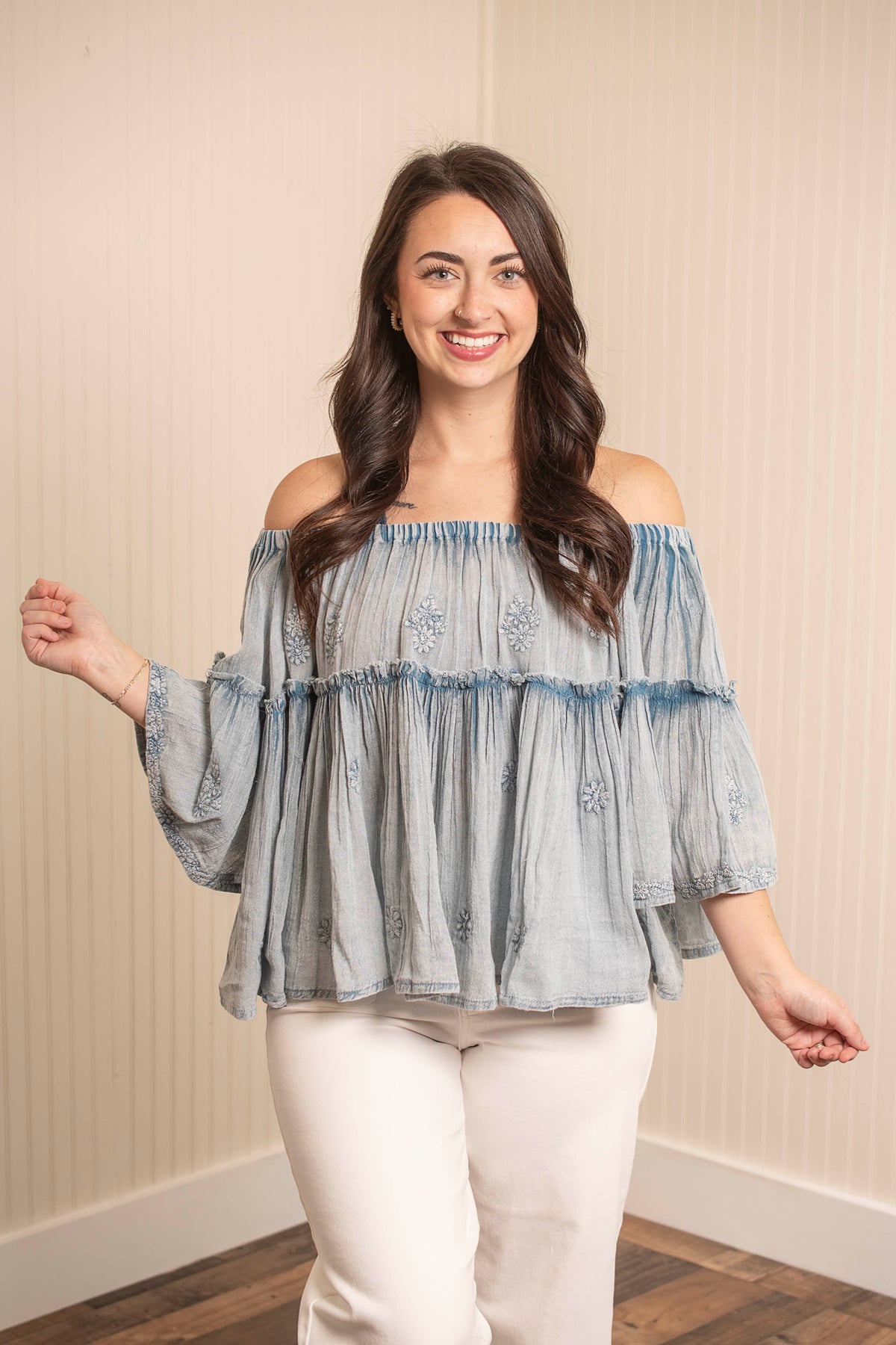 Looking For You Top - Denim Blue