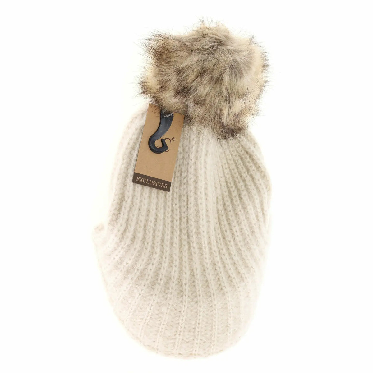C.C Knitted Brim Beanie With Pom