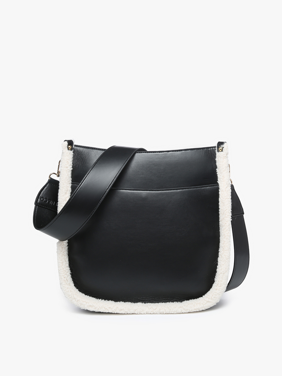 Chloe Teddy Trim Crossbody with Guitar Strap Jen & Co