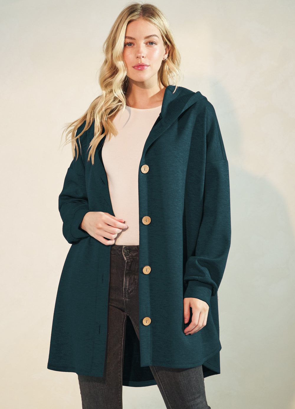Falling For You Hunter Green Button Up Hooded Shacket *Final Sale*