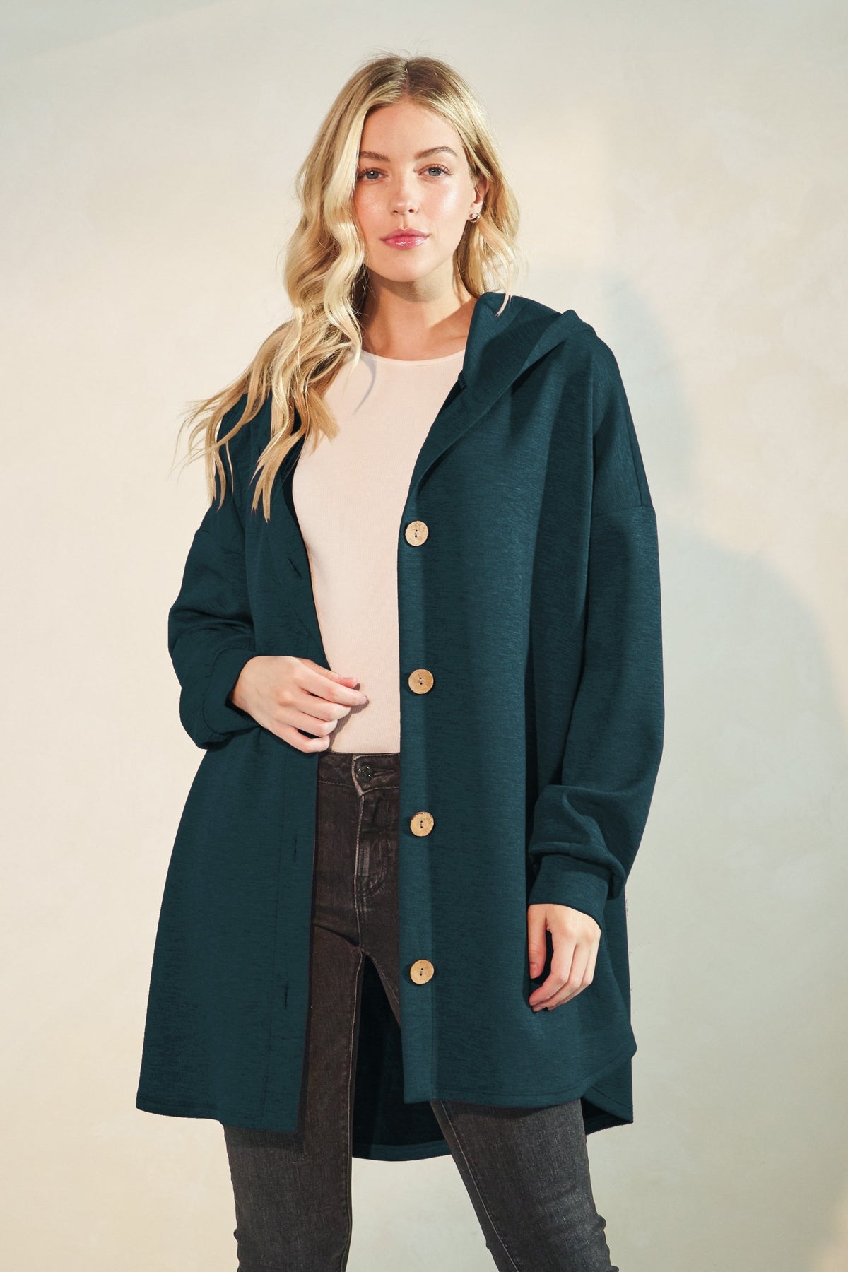 Falling For You Hunter Green Button Up Hooded Shacket *Final Sale*