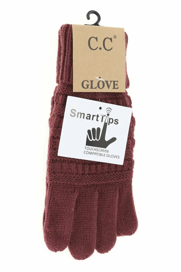 C.C Women's Cableknit Gloves - Multiple Colors!