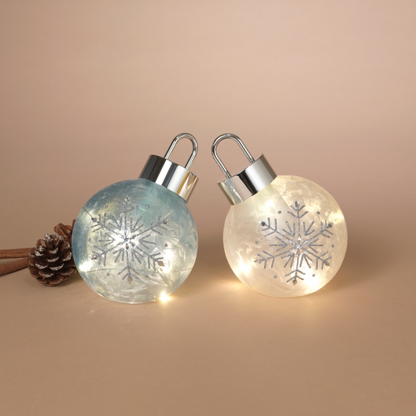 5.9"H B/O Lighted Snowflake Design Glass Ornament - Multiple Colors