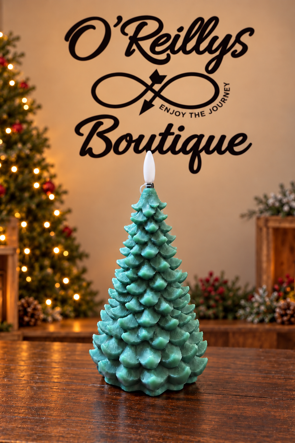 6" Green LED Wax Tree Candle