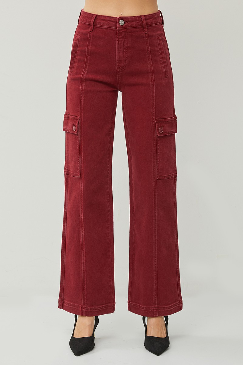High Rise-Ankle Wide-Cargo Pants *Final Sale*
