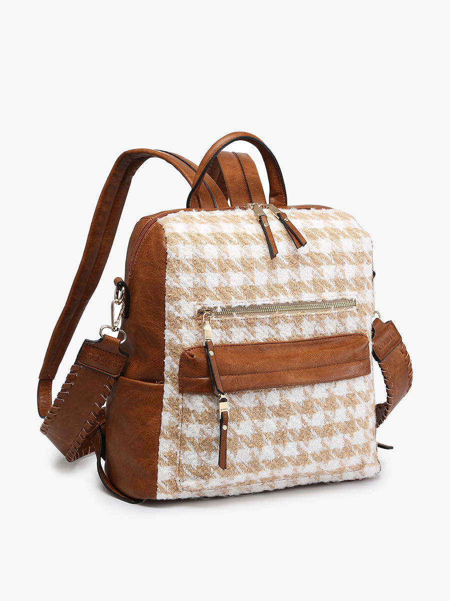 Amelia Houndstooth Backpack w/ Strap Jen & Co