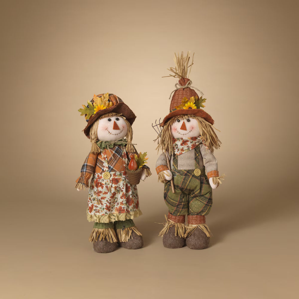 19"H Fabric Harvest Standing Scarecrow