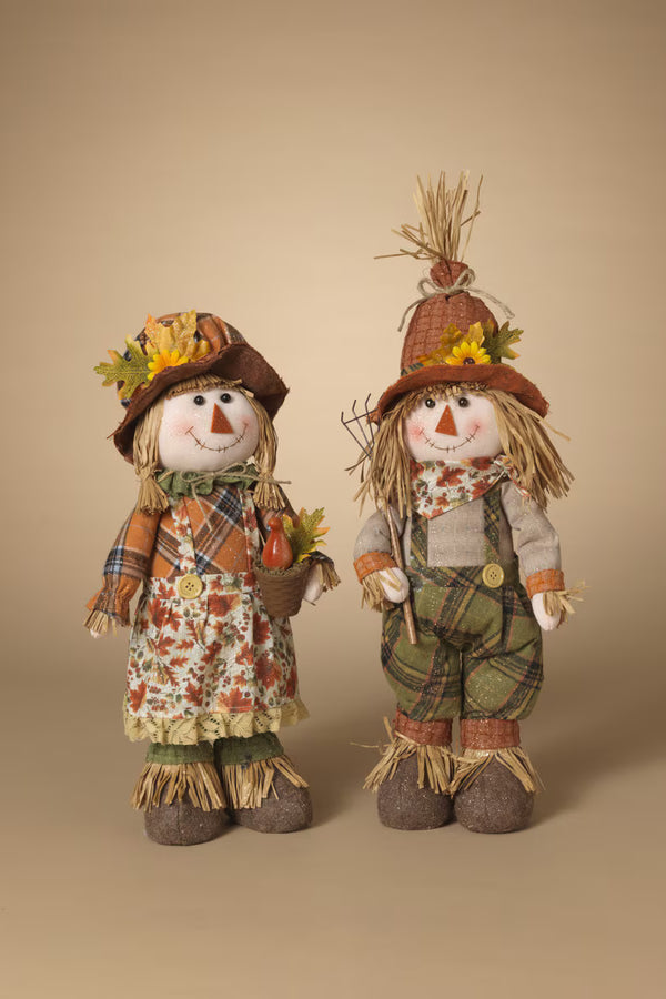 19"H Fabric Harvest Standing Scarecrow