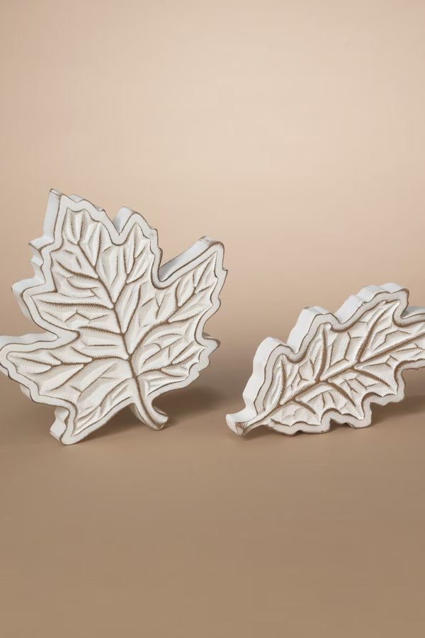 Carved Wood Harvest Leaf - 2 Sizes