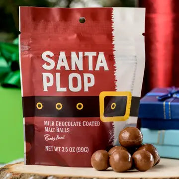 Chocolate Covered Malt Balls - Santa Plop