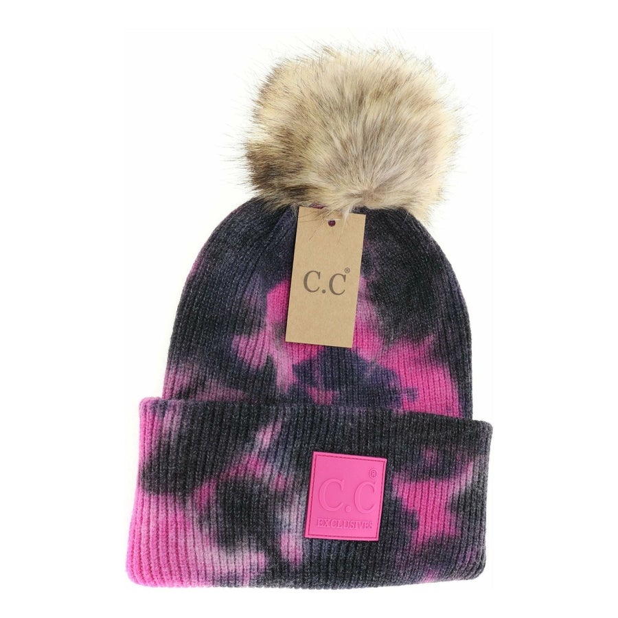 C.C Tie Dye Fur Pom Beanie - Multiple Colors