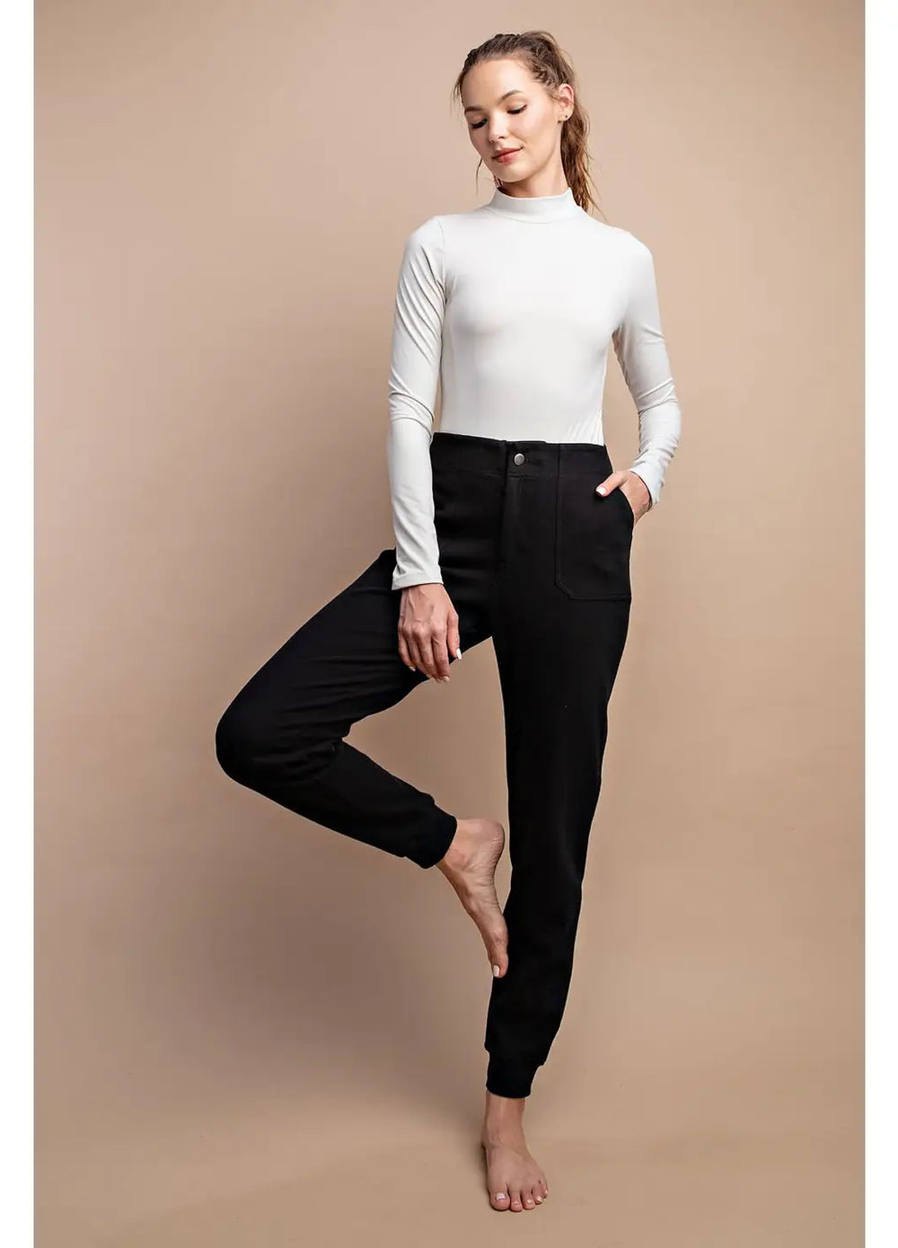 Cotton Twill Joggers - Black *Final Sale*