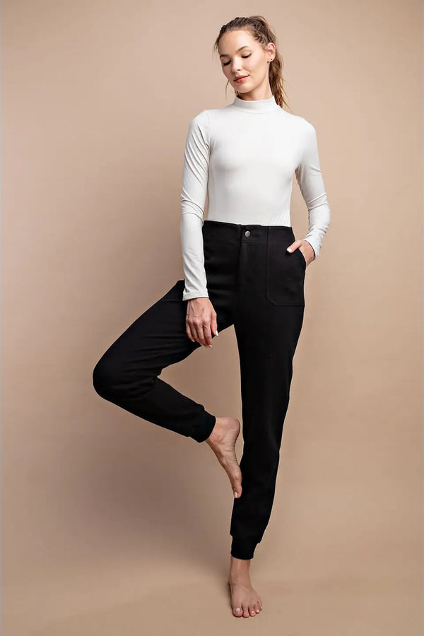 Cotton Twill Joggers - Black *Final Sale*