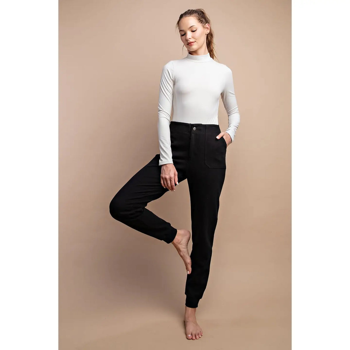 Cotton Twill Joggers - Black *Final Sale*