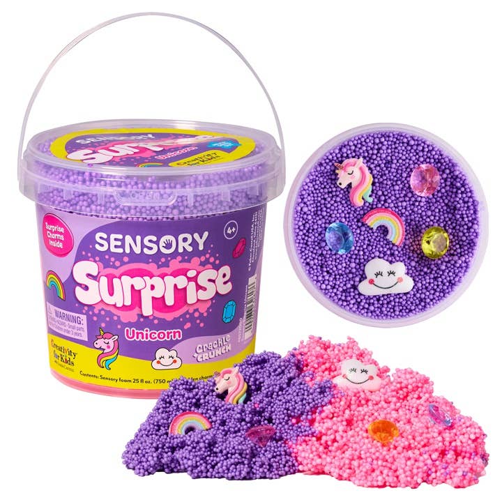 Sensory Surprise Squishy Foam Bucket - Unicorn Charms