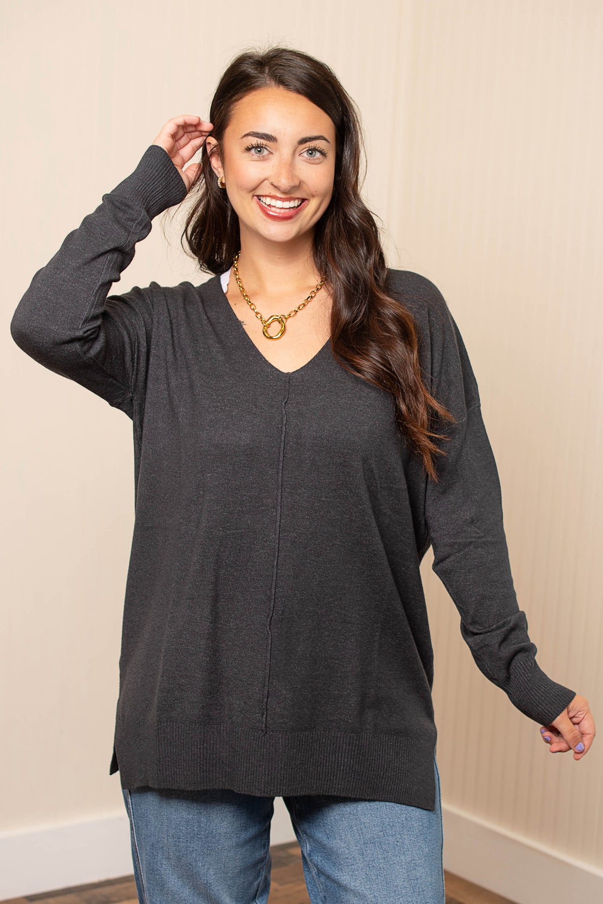 Favorite Feeling Sweater in Charcoal