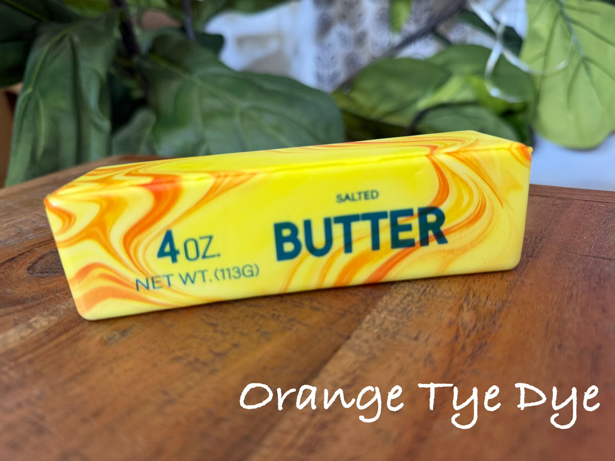 Viral Butter Stick Squishy in Orange Tie Dye